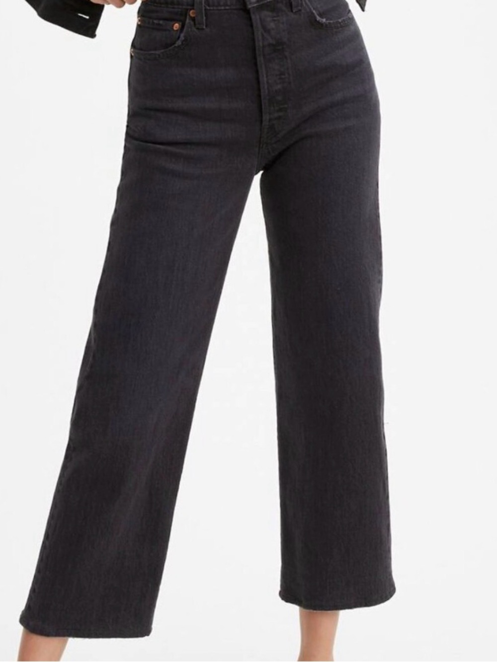 Levi's High-Rise Wide-Leg Jeans — Black Wash